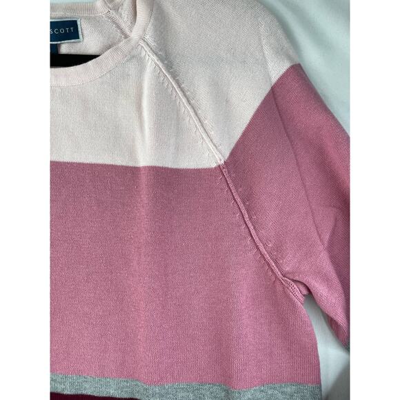 Karen Scott Womens Striped Color Block Long Sleeve Sweater Medium NEW Pinks Gray - Picture 8 of 10